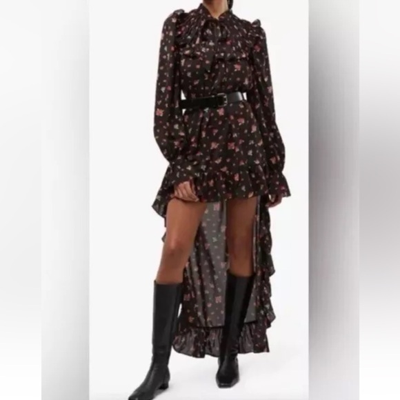 WeWoreWhat Black Polka Dot Floral High-Low Dress Size S - Picture 1 of 5